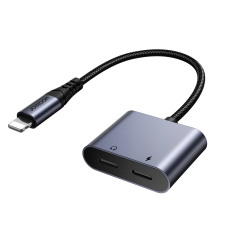 JOYROOM SY-L02 Lightning és 2x Lightning DAC adapter 2in1 - fekete mobiltelefon kellék