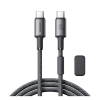 JOYROOM unlimited adatkábel (type-c - type-c, 60w, gyorstöltő, 120cm + mágneses kábelrendező) szürke