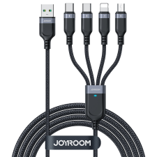 JOYROOM USB kábel 4 az 1-ben USB-A - 2 x USB-C / Lightning / Micro töltés és adatátvitel 1.2m Joyroom S-1T4018A18 - fekete kábel és adapter