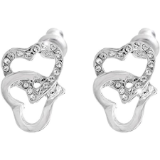 JSB Bijoux 61400965cr Dupla szív víztiszta Swarovski kristályokkal fülbevaló