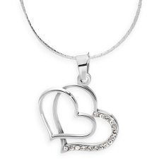 JSB Bijoux dupla szíves nyaklánc Swarovski® kristály kövekkel (fehér) (8592661090015) nyaklánc