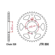 JT hátsó lánckerék JTR890.45ZBK JT Erőátviteli alkatrészek Láncok, lánckerekek, láncszettek Hátsó lánckerekek egyéb motorkerékpár alkatrész