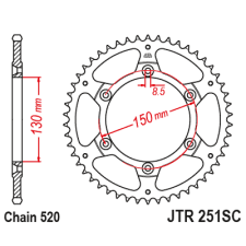 JT JTR251.48 hátsó lánckerék JT  Erőátviteli alkatrészek Láncok, lánckerekek, láncszettek Hátsó lánckerekek egyéb motorkerékpár alkatrész