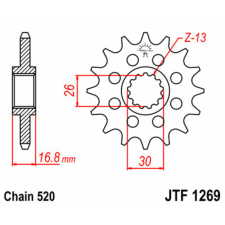 JT SPROCKETS Acél Standard Első Láncszem 1269 - 520 egyéb motorkerékpár alkatrész