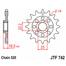 JT SPROCKETS Acél Standard Első Láncszem 742 - 520 egyéb motorkerékpár alkatrész
