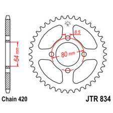 JT SPROCKETS acél standard hátsó lánckerék 834 - 420 egyéb motorkerékpár alkatrész