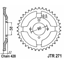 JT SPROCKETS Acél Standard Hátsó Láncsor 271 - 428 lánc, láncszett