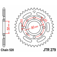 JT SPROCKETS Acél Standard Hátsó Láncsor 279 - 520 egyéb motorkerékpár alkatrész