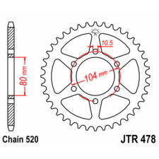 JT SPROCKETS Acél Standard Hátsó Láncsor 478 - 520 egyéb motorkerékpár alkatrész