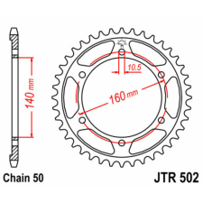  JT SPROCKETS Acél Standard Hátsó Láncsor 502 - 530 lánc, láncszett