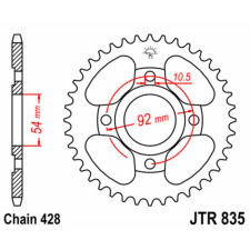 JT SPROCKETS Acél Standard Hátsó Láncsor 835 - 428 egyéb motorkerékpár alkatrész