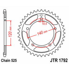 JT SPROCKETS Acél Standard Hátsó Láncszem 1792 - 525 egyéb motorkerékpár alkatrész
