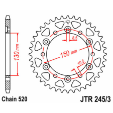 JT SPROCKETS Acél Standard Hátsó Láncszem 245/3 - 520 egyéb motorkerékpár alkatrész