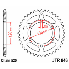 JT SPROCKETS Acél Standard Hátsó Láncszem 846 - 520 egyéb motorkerékpár alkatrész