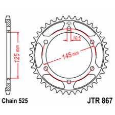 JT SPROCKETS Acél Standard Hátsó Láncszem 867 - 525 egyéb motorkerékpár alkatrész