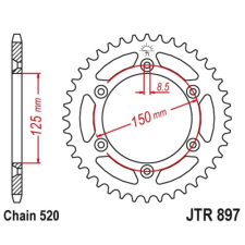 JT SPROCKETS Acél Standard Hátsó Láncszem 897 - 520 egyéb motorkerékpár alkatrész