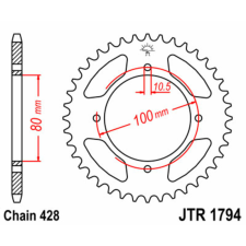 JT SPROCKETS Acél Standard Hátsó Láncszerkezet 1794 - 428 egyéb motorkerékpár alkatrész