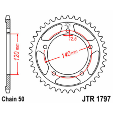 JT SPROCKETS Acél Standard Hátsó Láncszerkezet 1797 - 530 egyéb motorkerékpár alkatrész