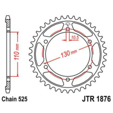 JT SPROCKETS Acél Standard Hátsó Láncszerkezet 1876 - 525 egyéb motorkerékpár alkatrész