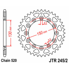 JT SPROCKETS Acél Standard Hátsó Láncszerkezet 245/2 - 520 egyéb motorkerékpár alkatrész