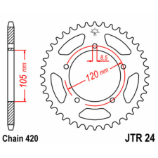 JT SPROCKETS Acél Standard Hátsó Láncszerkezet 24 - 420 egyéb motorkerékpár alkatrész