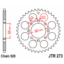 JT SPROCKETS Acél Standard Hátsó Láncszerkezet 273 - 520 egyéb motorkerékpár alkatrész