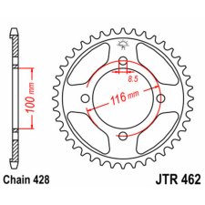 JT SPROCKETS Acél Standard Hátsó Láncszerkezet 462 - 428 egyéb motorkerékpár alkatrész
