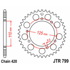 JT SPROCKETS Acél Standard Hátsó Láncszerkezet 799 - 420 egyéb motorkerékpár alkatrész