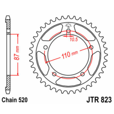 JT SPROCKETS Acél Standard Hátsó Láncszerkezet 823 - 520 egyéb motorkerékpár alkatrész