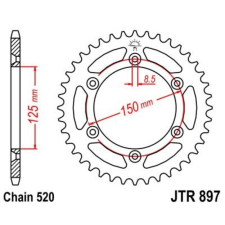 JT SPROCKETS Cink Standard Hátsó Láncszem 897 - 520 egyéb motorkerékpár alkatrész