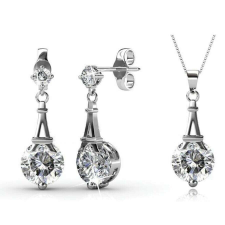 Júlia - Swarovski kristályos szett - ezüst színben - fehér ékszer szett