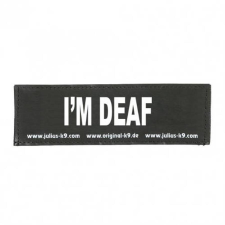 Julius-K9 B:Julius K9-I'M DEAF felirat hámhoz kutyák részére (kicsi) nyakörv, póráz, hám kutyáknak
