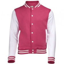 Just Hoods Férfi pulóver Just Hoods AWJH043 varsity Jacket -2XL, Hot Pink/White férfi pulóver, kardigán