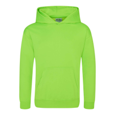 Just Hoods Gyerek élénk színű kapucnis pulóver AWJH004J, Electric Green-12/13 gyerek pulóver, kardigán