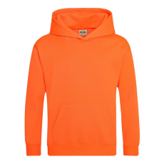 Just Hoods Gyerek élénk színű kapucnis pulóver AWJH004J, Electric Orange-9/11