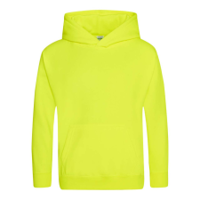 Just Hoods Gyerek élénk színű kapucnis pulóver AWJH004J, Electric Yellow-12/13 gyerek pulóver, kardigán