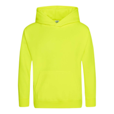 Just Hoods Gyerek élénk színű kapucnis pulóver AWJH004J, Electric Yellow-9/11