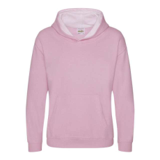 Just Hoods Gyerek kapucnis pulóver kontrasztos színű kapucni béléssel AWJH003J, Baby Pink/Arctic White-3/4