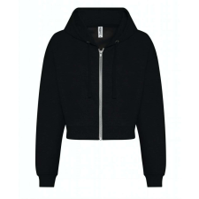 Just Hoods hasig érő cipzáros kapucnis Női pulóver AWJH065, Deep Black-XL női pulóver, kardigán