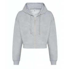 Just Hoods hasig érő cipzáros kapucnis Női pulóver AWJH065, Heather Grey-M női pulóver, kardigán
