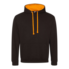 Just Hoods Kapucnis pulóver Just Hoods AWJH003, kontrasztos színű kapucni belsővel, Jet Black/Orange Crush-2XL férfi pulóver, kardigán