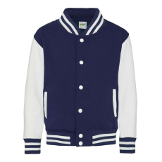 Just Hoods patenttal záródó vastag gyerek pulóver AWJH043J, Oxford Navy/White-7/8