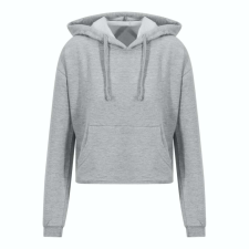 Just Hoods rövid derkú Női kapucnis pulóver AWJH016, Heather Grey-S női pulóver, kardigán