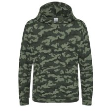 Just Hoods Terpmintás kapucnis gyerek pulóver, Just Hoods AWJH014J, Green Camo-S férfi pulóver, kardigán