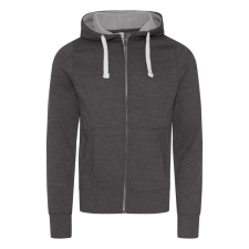 Just Hoods Uniszex cipzáros-kapucnis férfi pulóver AWJH052, Charcoal-S férfi pulóver, kardigán