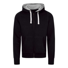 Just Hoods Uniszex cipzáros-kapucnis férfi pulóver AWJH052, Jet Black-M férfi pulóver, kardigán