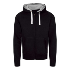 Just Hoods Uniszex cipzáros-kapucnis férfi pulóver AWJH052, Jet Black-XL