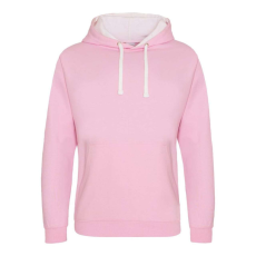 Just Hoods Uniszex kapucnis pulóver kontrasztos színű kapucni béléssel AWJH003, Baby Pink/Arctic White-L
