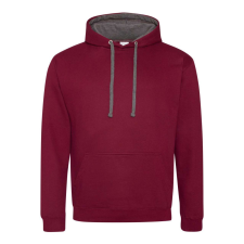 Just Hoods Uniszex kapucnis pulóver kontrasztos színű kapucni béléssel AWJH003, Burgundy/Charcoal-2XL férfi pulóver, kardigán