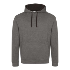 Just Hoods Uniszex kapucnis pulóver kontrasztos színű kapucni béléssel AWJH003, Charcoal Grey/Jet Black-2XL